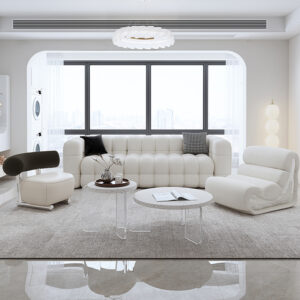 White Vintage Lambswool Luxury Designer Sofa Armchair For Living Room - 1