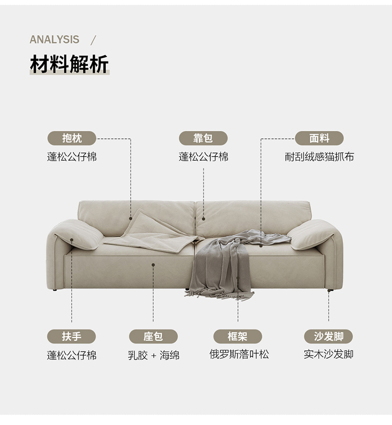 Nordic Style Ergonomic 3seater Designer Sofa Unusual Living Room Furniture - 42