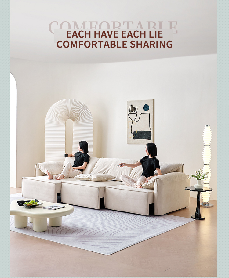 White Luxury Multifunctional Sofa With Retractable Armrest For Living Room - 21