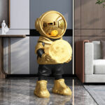 Golden Astronaut Resin Sculpture Lamp Modern Art Indoor Floor Decor - 3