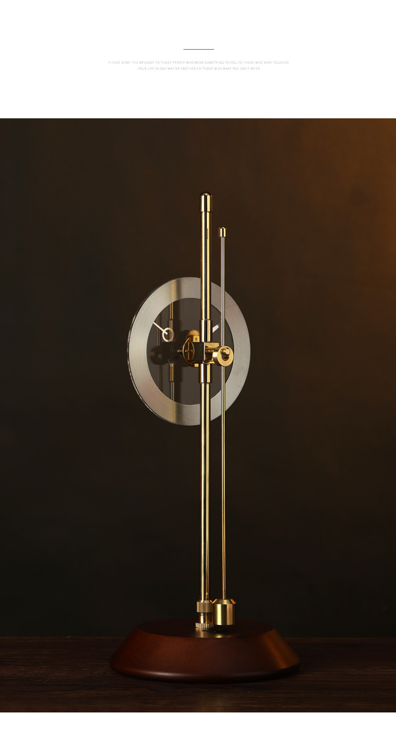 Aerodynamic Brass And Solid Wood Silent Pendulum Desk Clock Home Decor - 17
