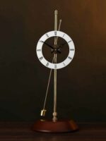 Aerodynamic Brass And Solid Wood Silent Pendulum Desk Clock Home Decor - 2