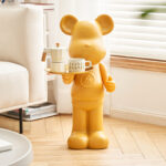Nordic Bear Statue Resin Sculpture Large Tray Decor Modern Home Garden Gift - 3