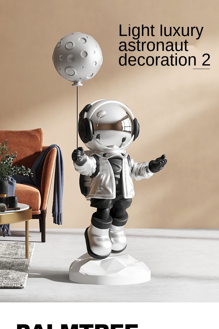 Nordic Astronaut Statue With Balloon Modern Resin Home Decor Accessory - 9
