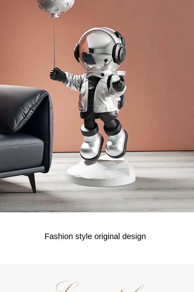 Nordic Astronaut Statue With Balloon Modern Resin Home Decor Accessory - 16