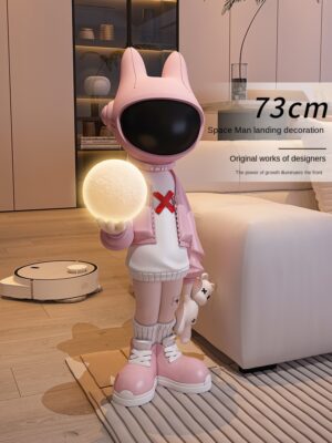 Nordic Resin Astronaut Sculpture Pink Indoor Floor Lamp Modern Home Decor - 1