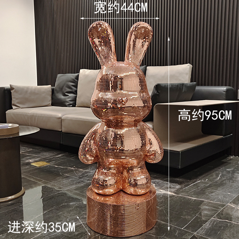 Large Gold Sequin Rabbit Statue Piggy Bank Room Decor Figurine Gift - 8