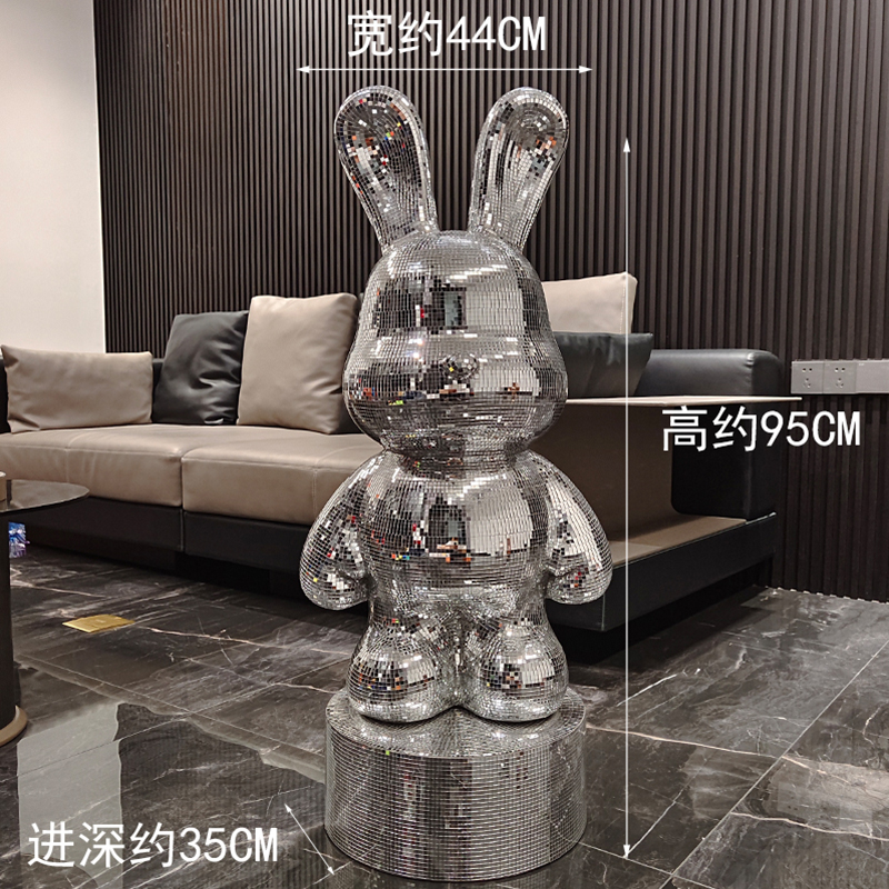Large Gold Sequin Rabbit Statue Piggy Bank Room Decor Figurine Gift - 10