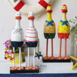 Handpainted Nordic Wood Duck Figurine Creative Childrens Room Decor Gift - 1