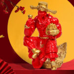 Feng Shui Wealth God Sculpture Modern Office Decor Wine Rack Figurine - 3