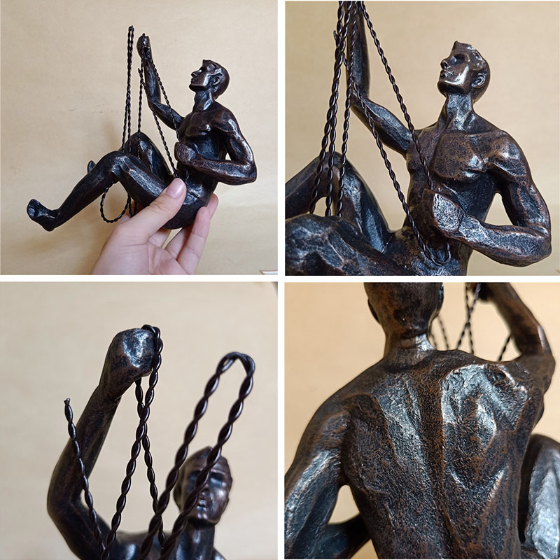 Retro Rock Climbing Resin Wall Decor Micro Model Climber Sculpture - 11