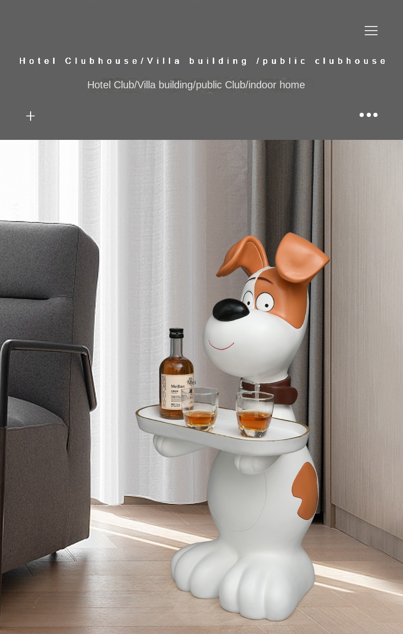 Modern Resin Animal Figurines Dog Panda Sculptures With Storage Tray - 8