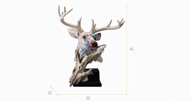Nordic Graffiti Deer Head Statue Creative Resin Home Office Decor Ornament - 13