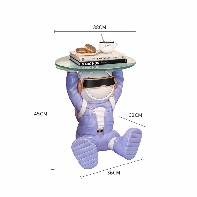 Nordic Modern Art Astronaut Statue Resin Decorative Sculpture Multifunctional Side Table - 7