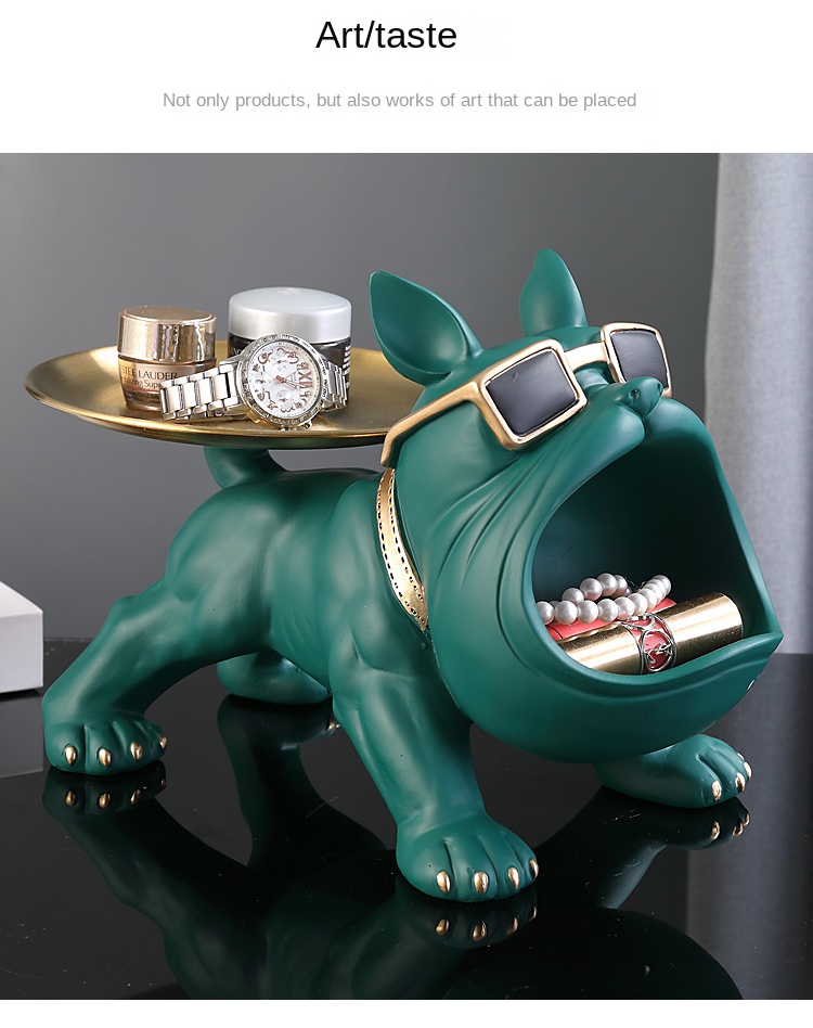 French Bulldog Resin Figurine Home Decor Desk Ornament Table Tray Sculpture - 27