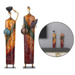 African Woman Metal Statue Retro Artistic Wine Rack Home Decor Sculpture - 2