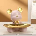 Modern Nordic Resin Bear Figurine Tray Decorative Animal Statue Desktop Storage - 4