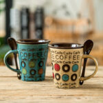 Ceramic Coffee Mug 360ml With Spoon Creative Breakfast Milk Beer Cup - 1