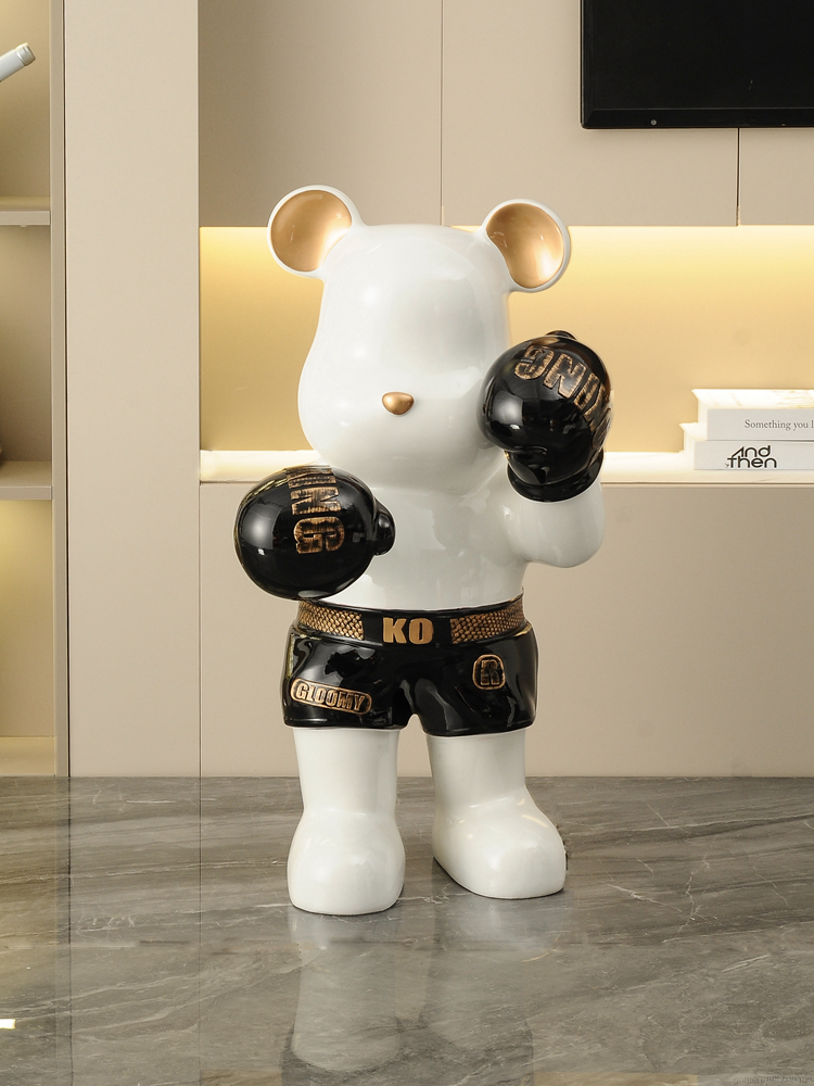 Boxing Bear Statue Piggy Bank Home Decor Figurine Unique Gift Idea - 18