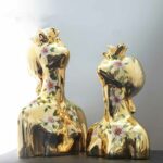 Modern Nordic Girl Bust Statue Electroplated Flower Season Decor For Officehome - 1
