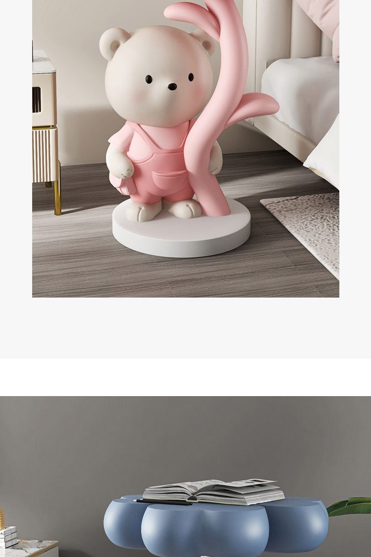 Nordic Cute Bear Statue Tray Storage Modern Home Living Room Decor - 18