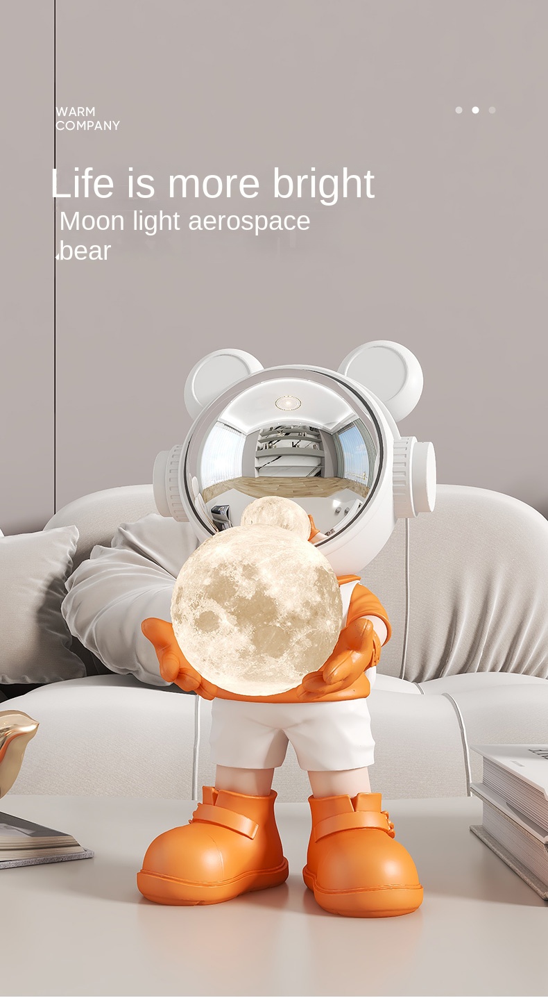 Modern Astronaut Resin Sculpture With Light Creative Home Desktop Decor - 8
