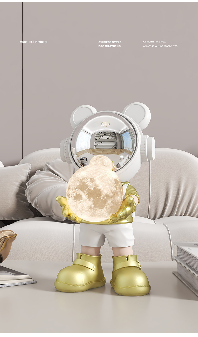 Modern Astronaut Resin Sculpture With Light Creative Home Desktop Decor - 12