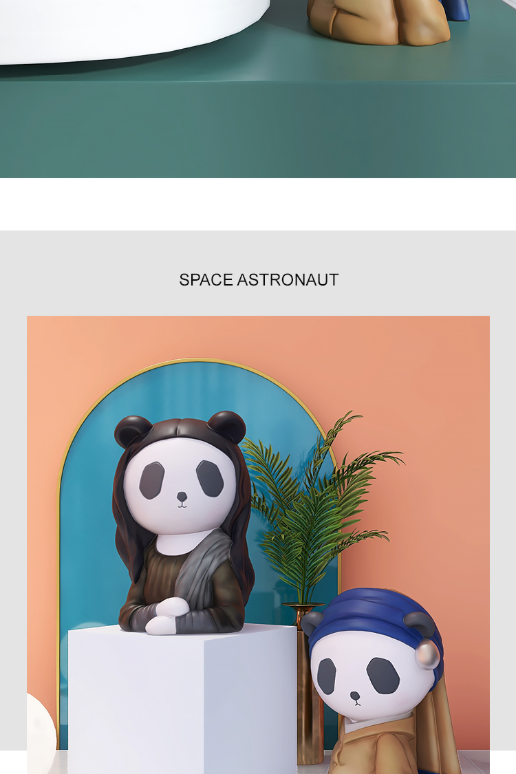 Nordic Style Resin Cartoon Panda Sculpture Desktop Home Decor Accessory - 9