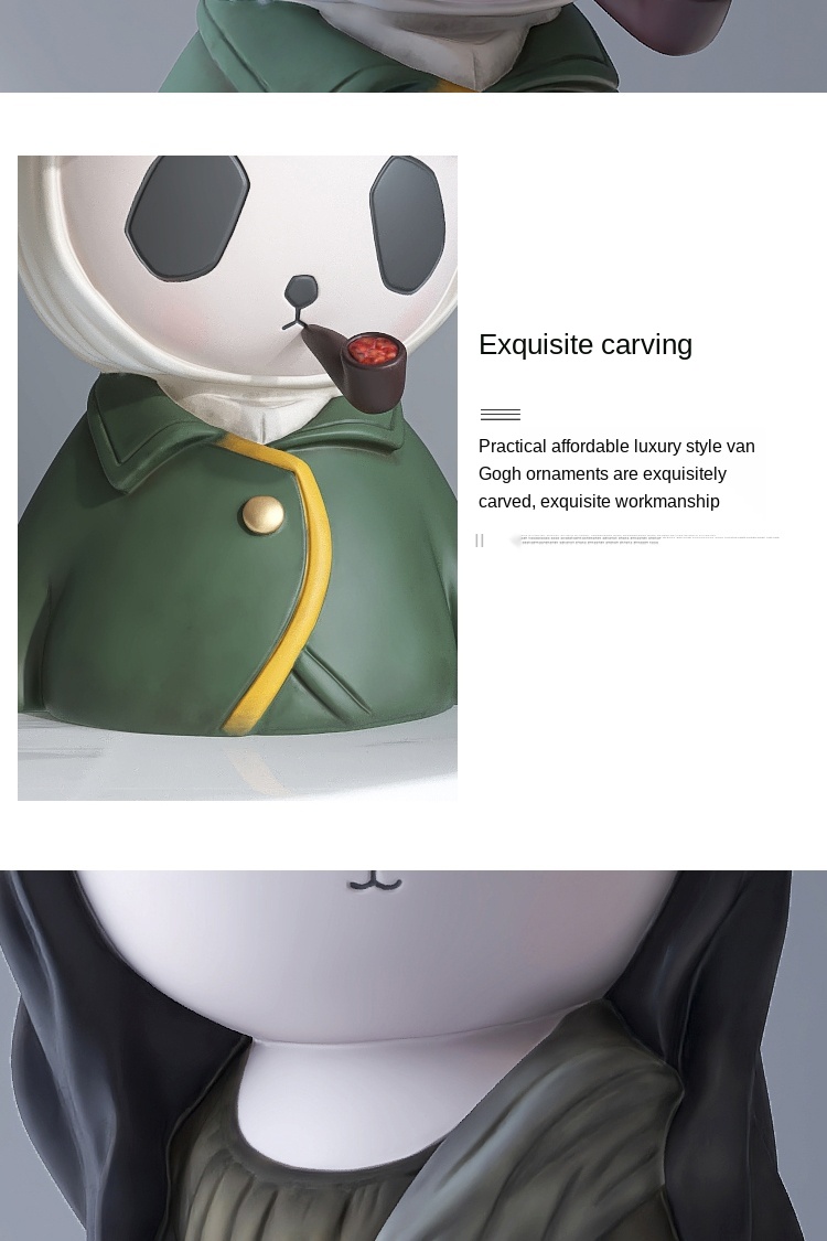 Nordic Style Resin Cartoon Panda Sculpture Desktop Home Decor Accessory - 19