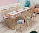 Gold Marble Singledouble Manicure Table Chair Modern Nail Salon Furniture - 3