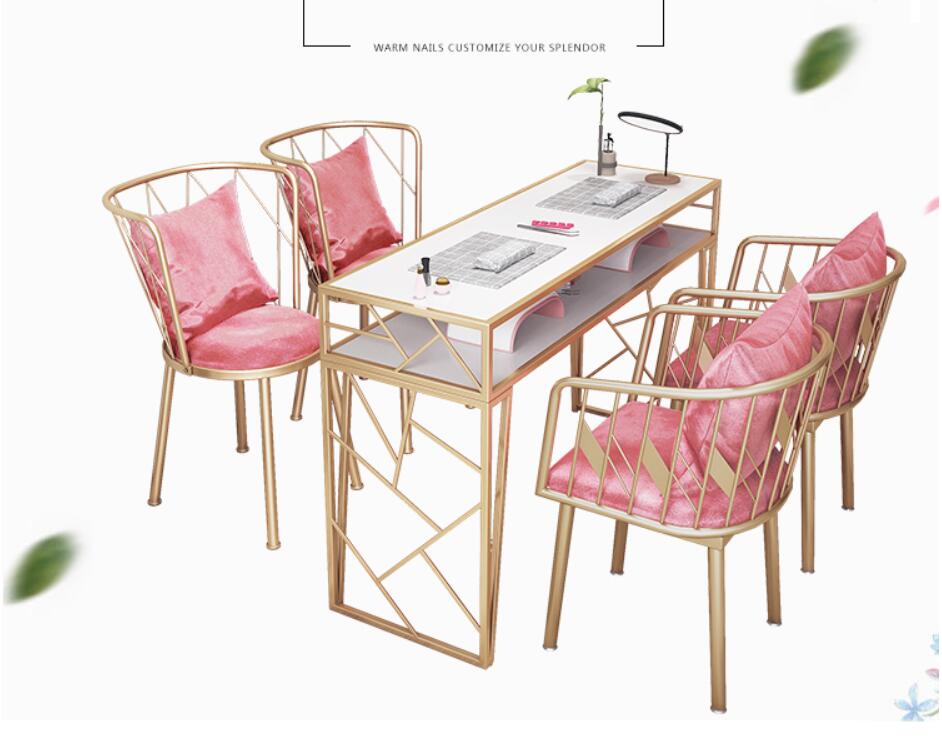 Marble Nail Table Chair Set Gold Iron Singledouble Celebrity Style - 6