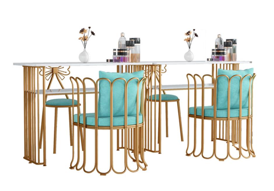 Modern Marble Top Manicure Table Chair Set For Beauty Salon - 17