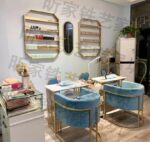 Nordic Marble Wrought Iron Nail Salon Table And Chair Set - 5