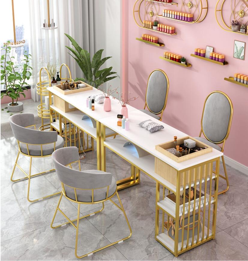 Double Layer Manicure Table Chair Set With Drawer Multifunctional - 8