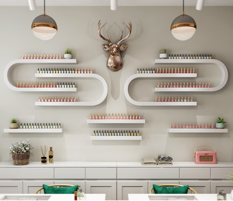 Wallmounted Nail Polish Display Rack Cosmetics Storage Manicure Shelf Organizer - 8