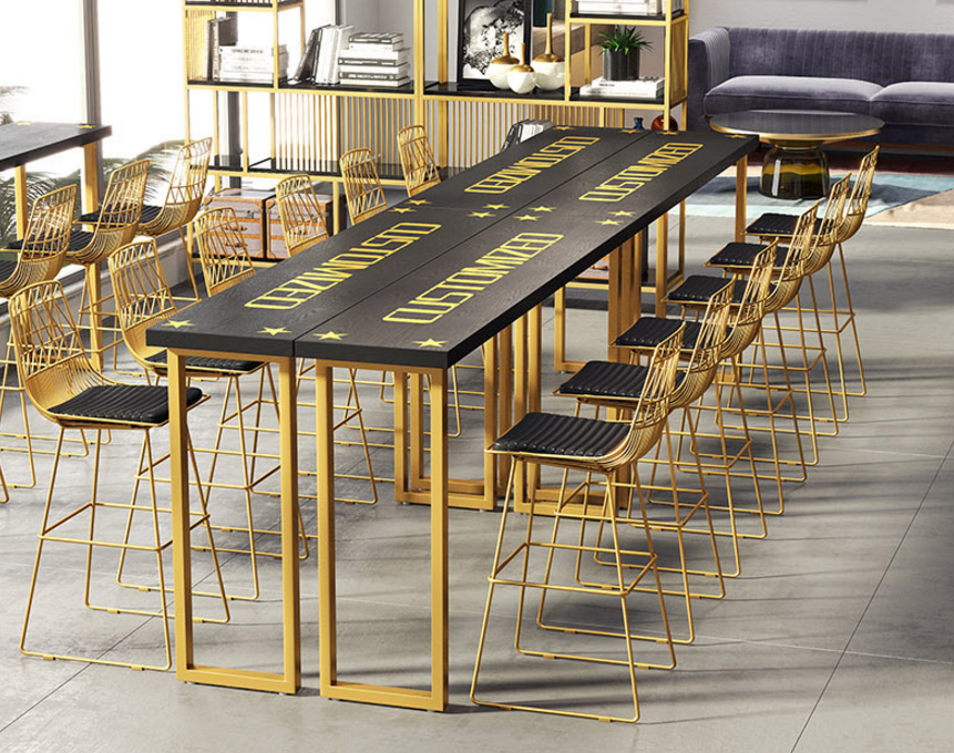 Solid Wood Highlegged Bar Table Chair Set For Living Room - 6