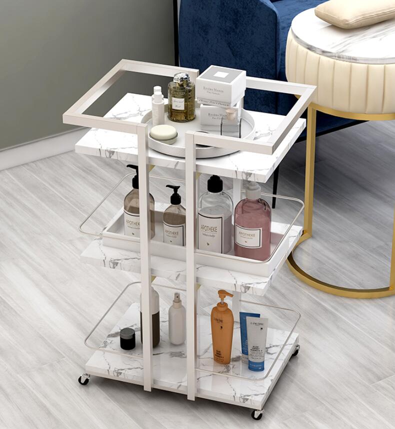 Marble Beauty Salon Trolley Multifunctional Mobile Nail Cosmetics Storage Rack - 8