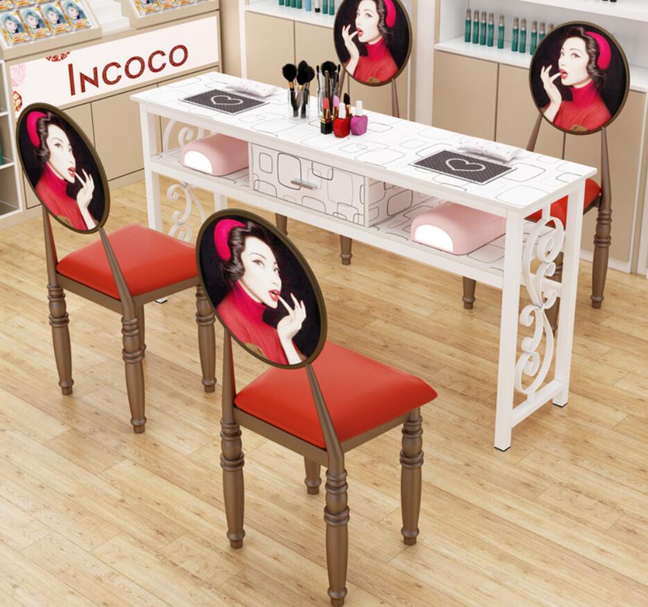 Economical Double Seat Manicure Table And Chair Set Simple Design - 21