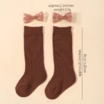 Colorful Knit Socks And Lace Hairpins Set For Toddler Girls - 4