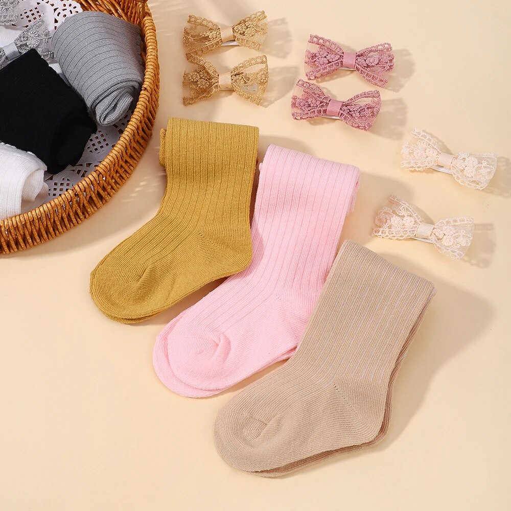Handmade Knit Socks Hairpins Set For Girls Age 610 Breathable Stockings - 20