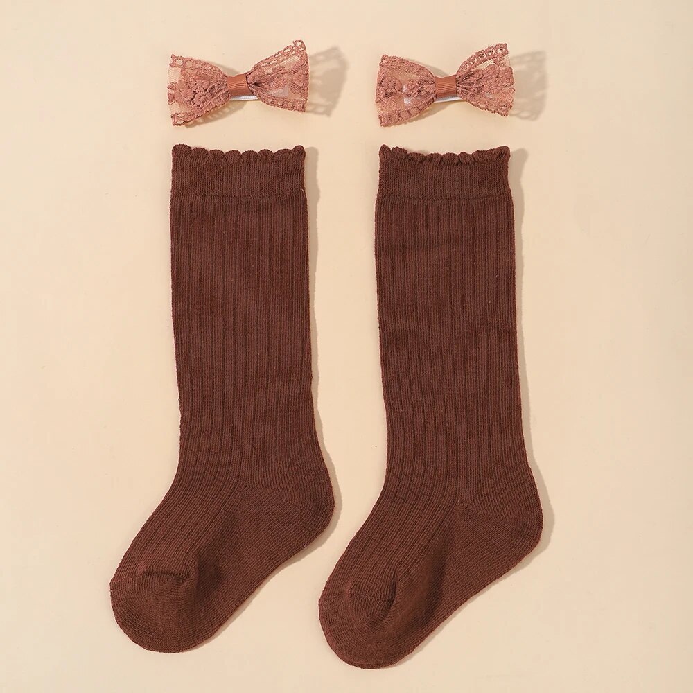 Handmade Knit Socks Hairpins Set For Girls Age 610 Breathable Stockings - 27