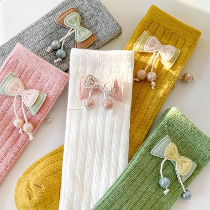 Breathable Princess Bow Knee High Socks For Baby Girls Toddlers - 30