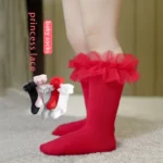 Princess Kneehigh Long Socks With Elastic Ruffles For Baby Girls - 6