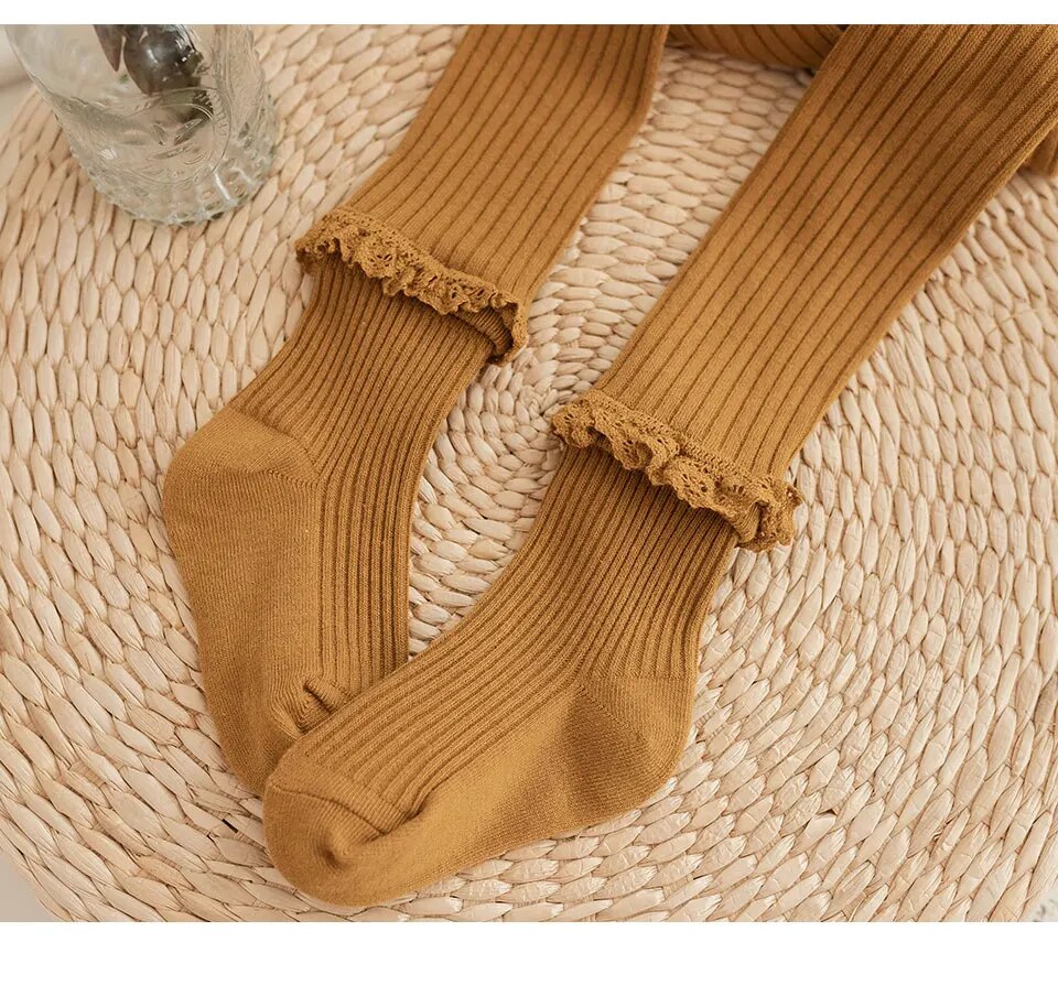 Soft Cottonlace Girls Tights Korean Style Toddler Pantyhose Baby Knitwear - 25