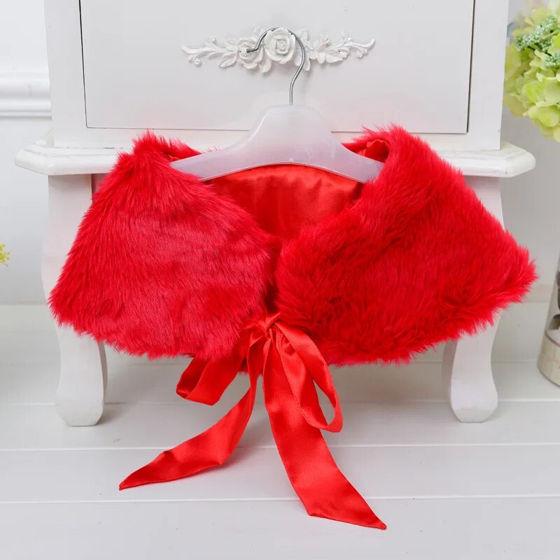 Girls Winter Fur Velvet Shawl Kids Princess Dress Accessories - 20
