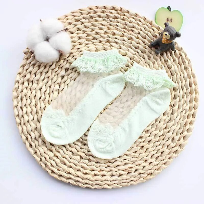Breathable Cotton Lace Ankle Socks For Girls 1 Pair 112y - 15