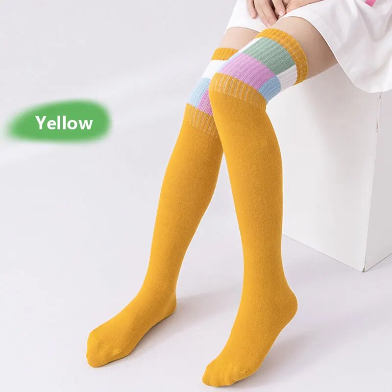 Kids Cotton Knee High Socks For Girls Boys Plaid 312 Years - 7