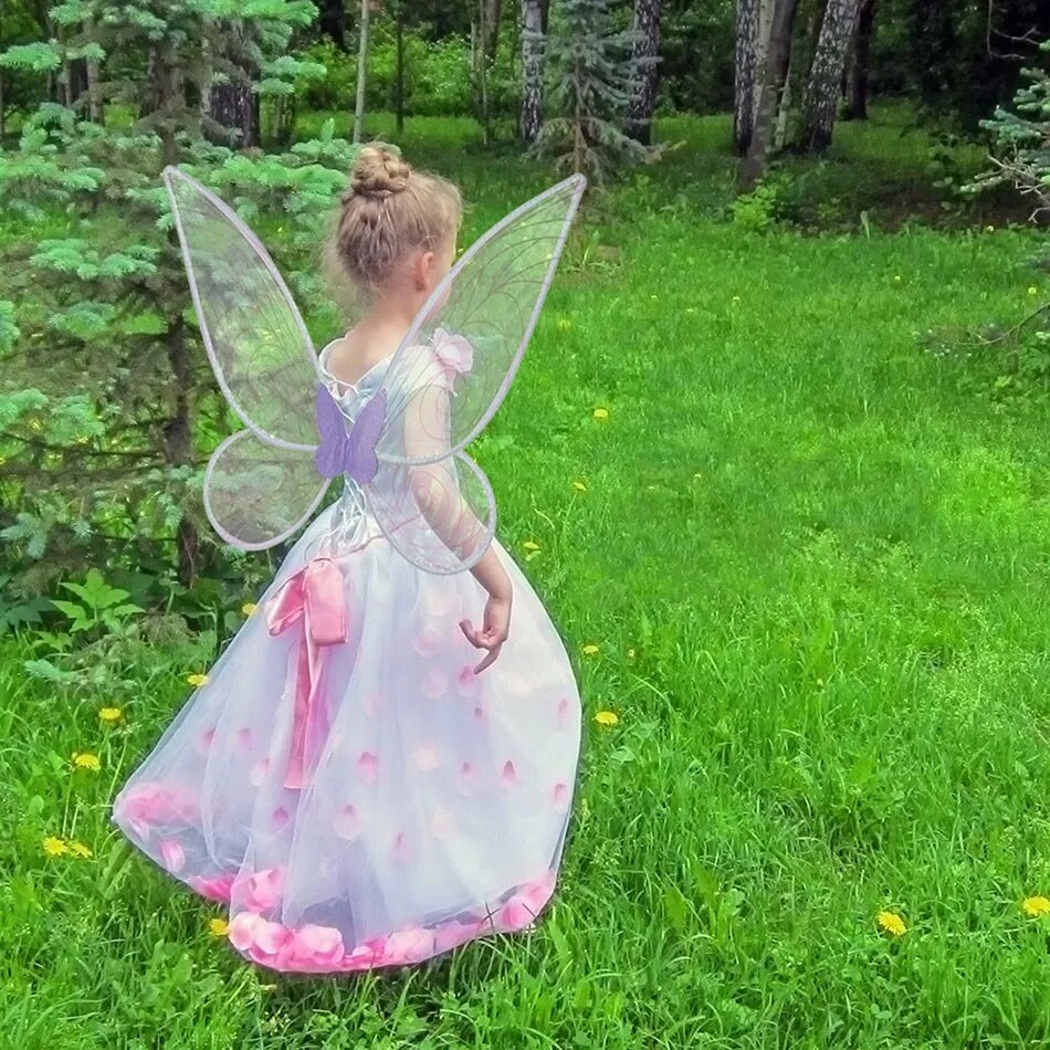 Kids Princess Fairy Costume Set Angel Wings Crown Magic Wand - 8