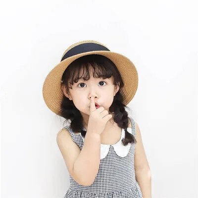 Boho Summer Family Matching Straw Hats Big Bow Sun Caps For Women Kids - 8