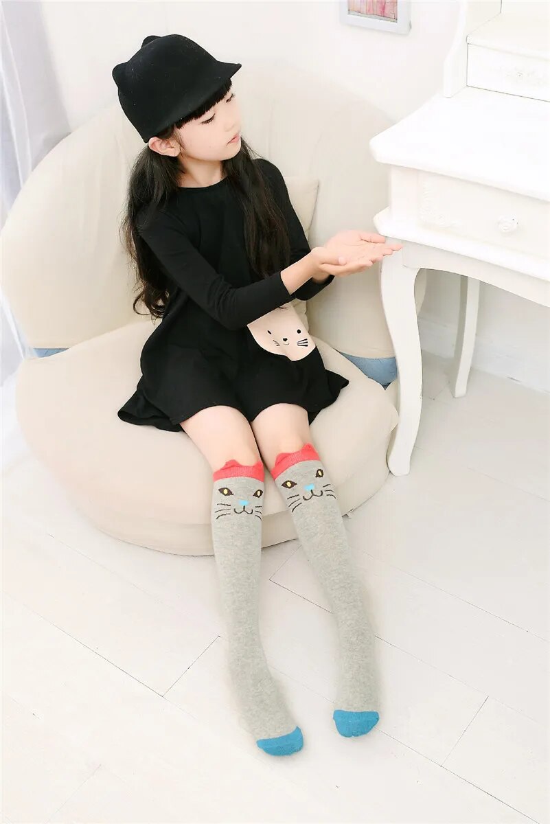 Adorable Fox Print Kneehigh Cotton Socks For Toddlers Kids - 19